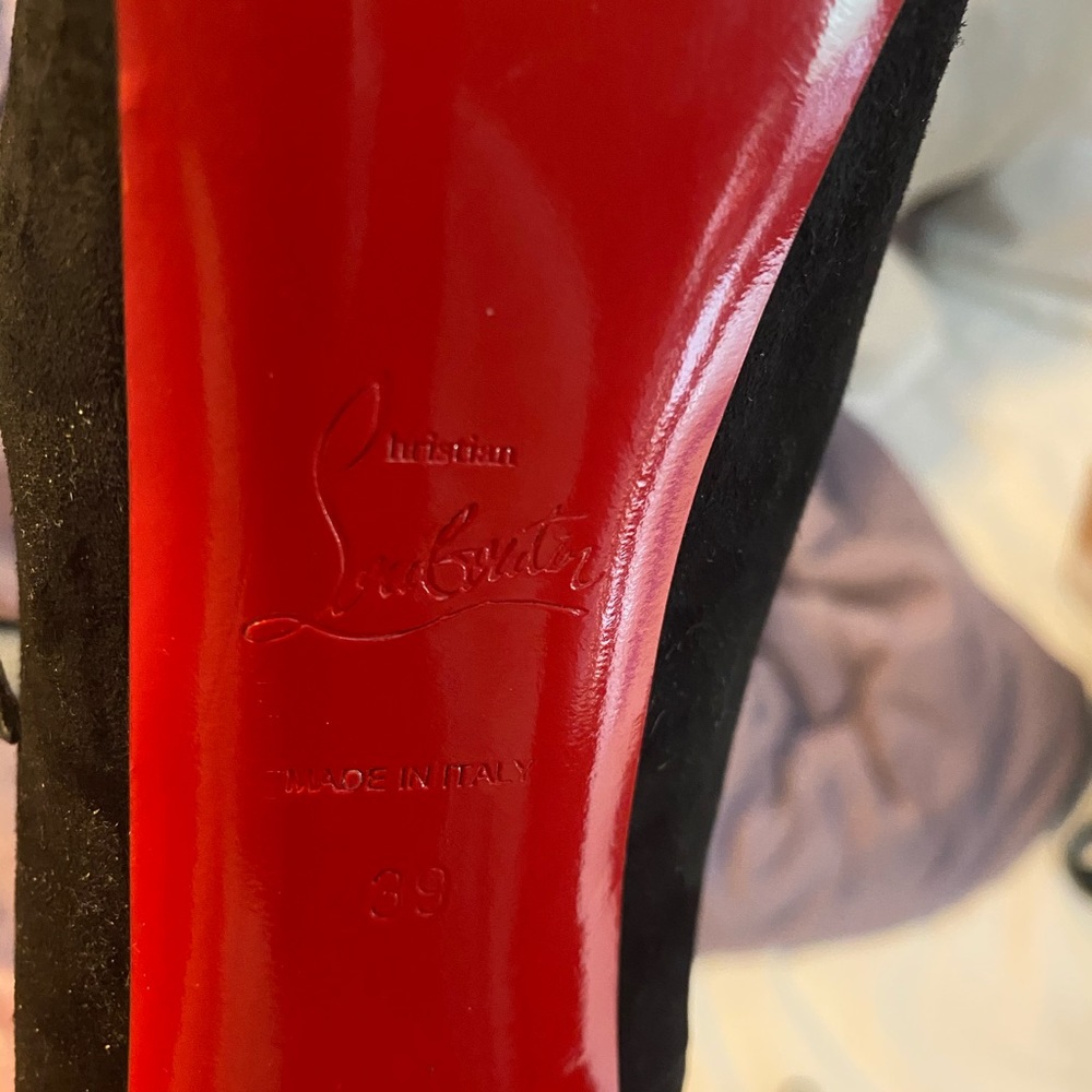 CHRISTIAN LOUBOUTIN BLK LADY VELOUR PUMPS - Picture 11 of 14